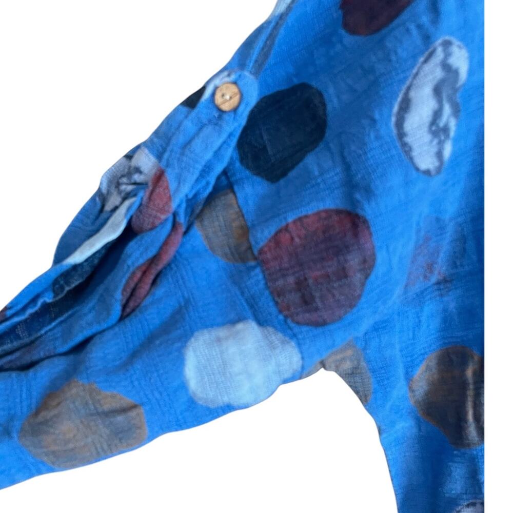 Made In Italy Blue Polka Dot Blouse - Picture 3 of 5
